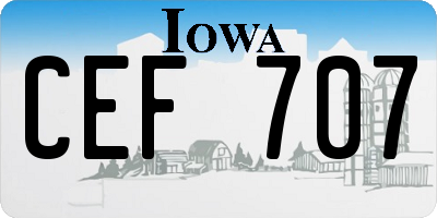 IA license plate CEF707