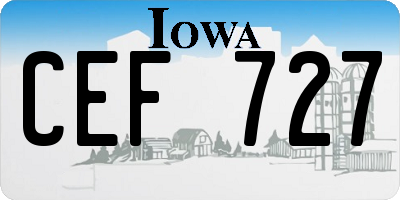 IA license plate CEF727