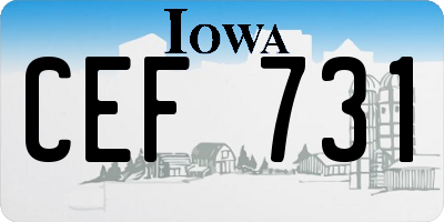 IA license plate CEF731