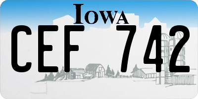 IA license plate CEF742