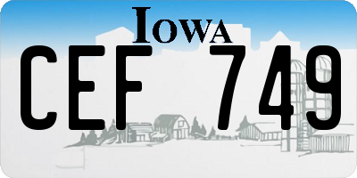 IA license plate CEF749