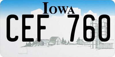 IA license plate CEF760