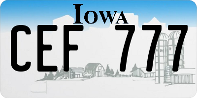 IA license plate CEF777