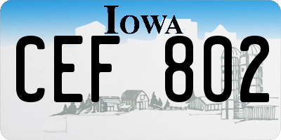IA license plate CEF802