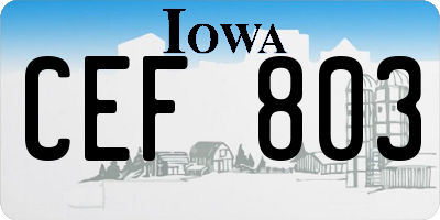 IA license plate CEF803