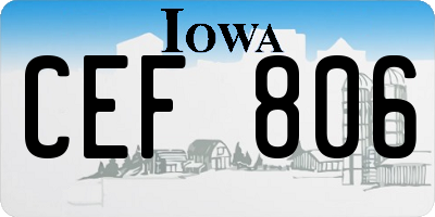 IA license plate CEF806