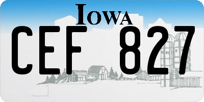 IA license plate CEF827