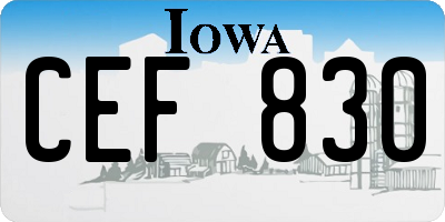 IA license plate CEF830