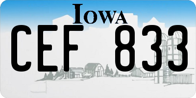 IA license plate CEF833