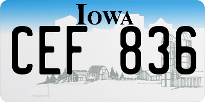 IA license plate CEF836