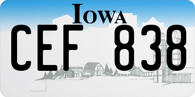 IA license plate CEF838