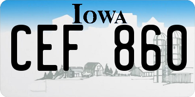IA license plate CEF860