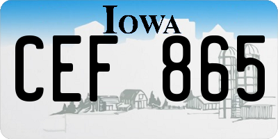 IA license plate CEF865