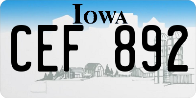 IA license plate CEF892