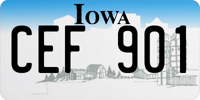 IA license plate CEF901