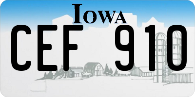 IA license plate CEF910