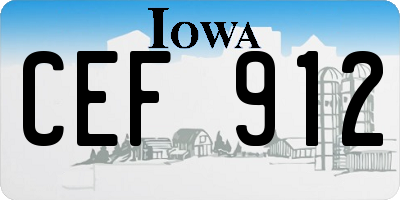 IA license plate CEF912
