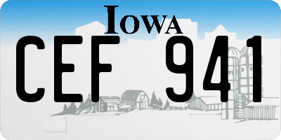 IA license plate CEF941