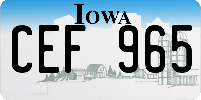 IA license plate CEF965