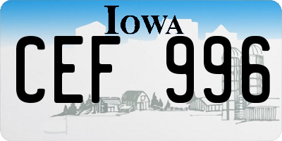 IA license plate CEF996
