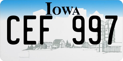 IA license plate CEF997