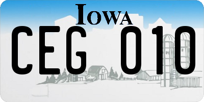 IA license plate CEG010