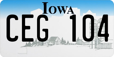 IA license plate CEG104