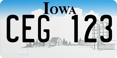 IA license plate CEG123