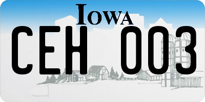 IA license plate CEH003