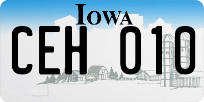 IA license plate CEH010