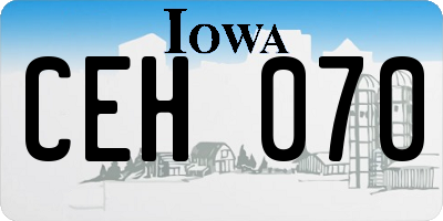 IA license plate CEH070