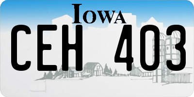 IA license plate CEH403