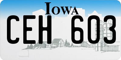 IA license plate CEH603