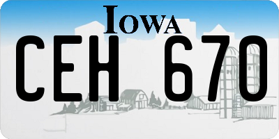 IA license plate CEH670