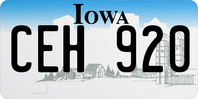 IA license plate CEH920