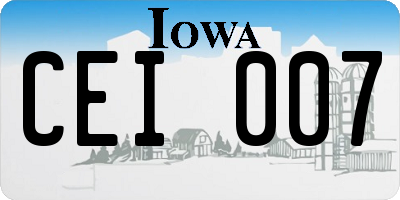 IA license plate CEI007
