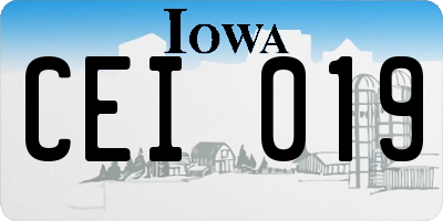 IA license plate CEI019