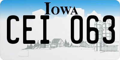 IA license plate CEI063
