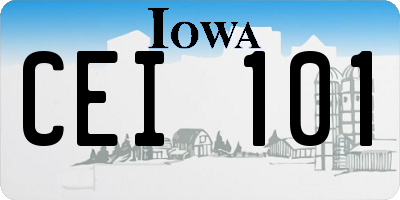 IA license plate CEI101