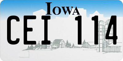 IA license plate CEI114