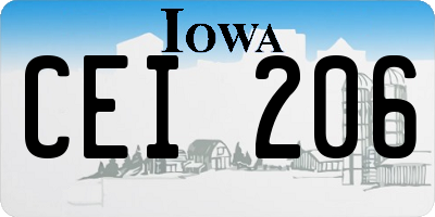 IA license plate CEI206
