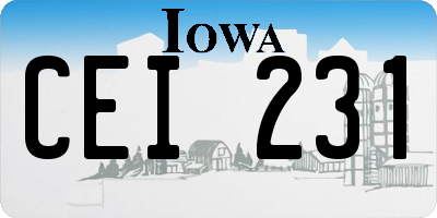 IA license plate CEI231