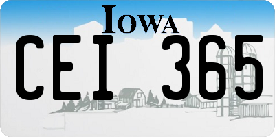 IA license plate CEI365