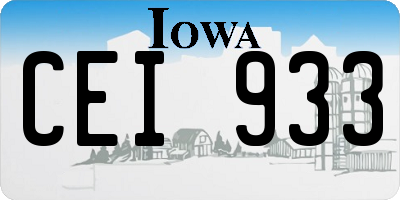 IA license plate CEI933
