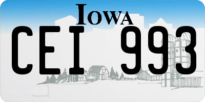 IA license plate CEI993