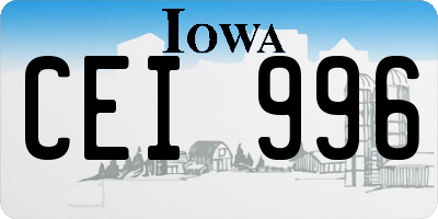 IA license plate CEI996