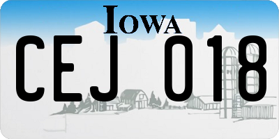 IA license plate CEJ018