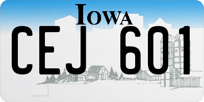 IA license plate CEJ601
