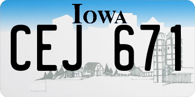 IA license plate CEJ671