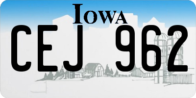 IA license plate CEJ962